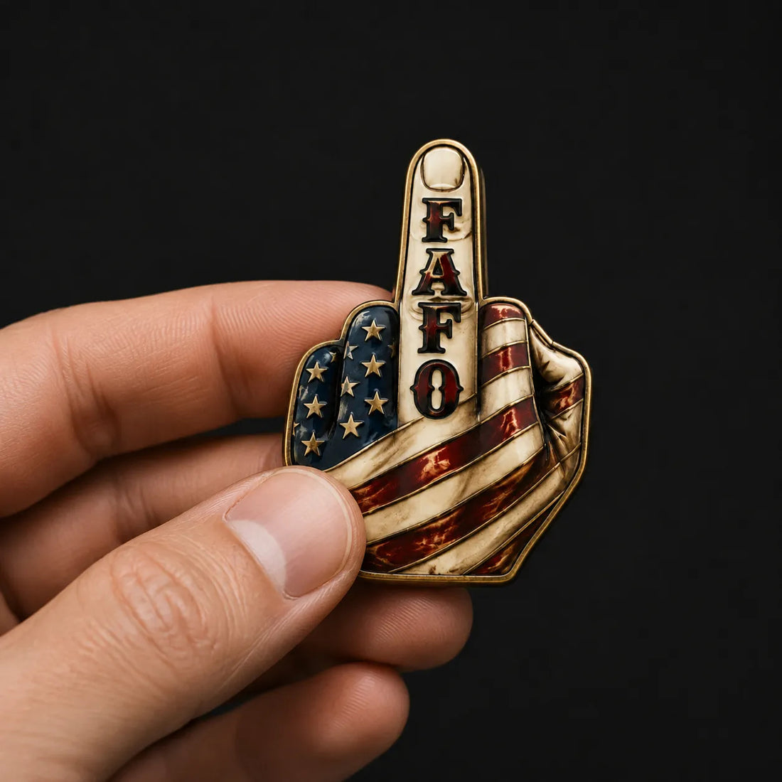 FAFO American Flag Finger Enamel Pin