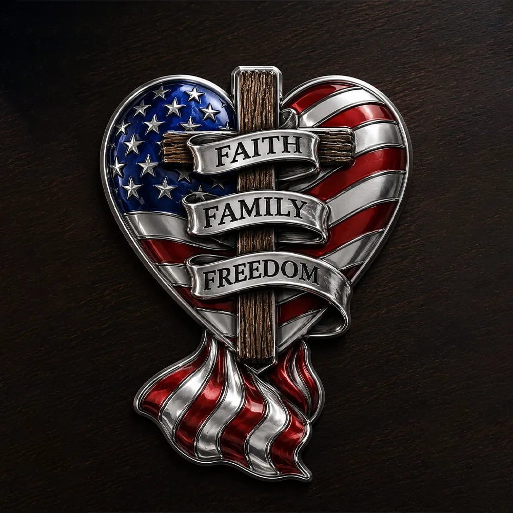 Faith Family Freedom Heart Cross Truck Tailgate Emblem