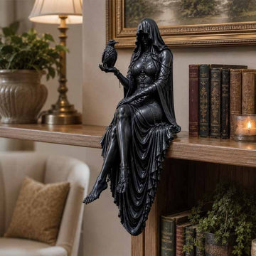 Gothic Raven Shelf Sitter Statue – A Symbol of Mystery, Wisdom & Dark Elegance