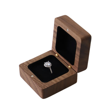 Vintage Solid Wood Ring Box – Hand-Polished Engagement Ring Holder