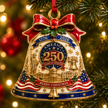 America 250 Heritage Christmas Bell Ornament