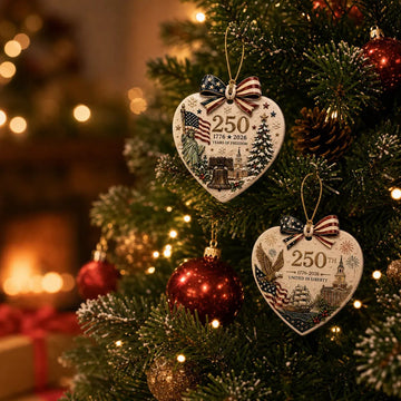 250th Anniversary of America Heart Ceramic Christmas Ornament