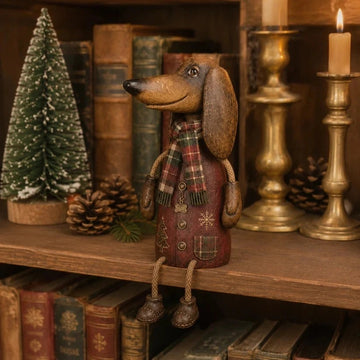 Vintage Christmas Dachshund Shelf Sitter