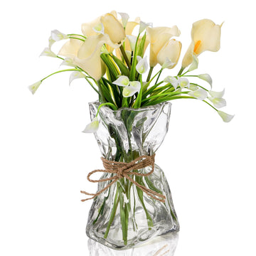 Irregular Shaped Glass Vase – 8.7" Tall Clear Art Decorative Vase