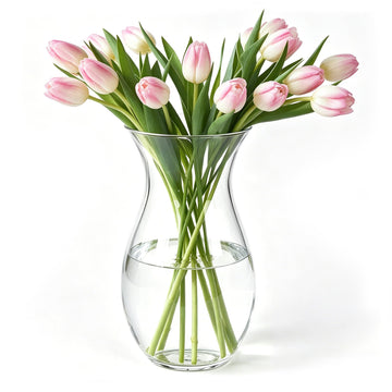 Clear Glass Flower Vase – 9" Wide Mouth Vase