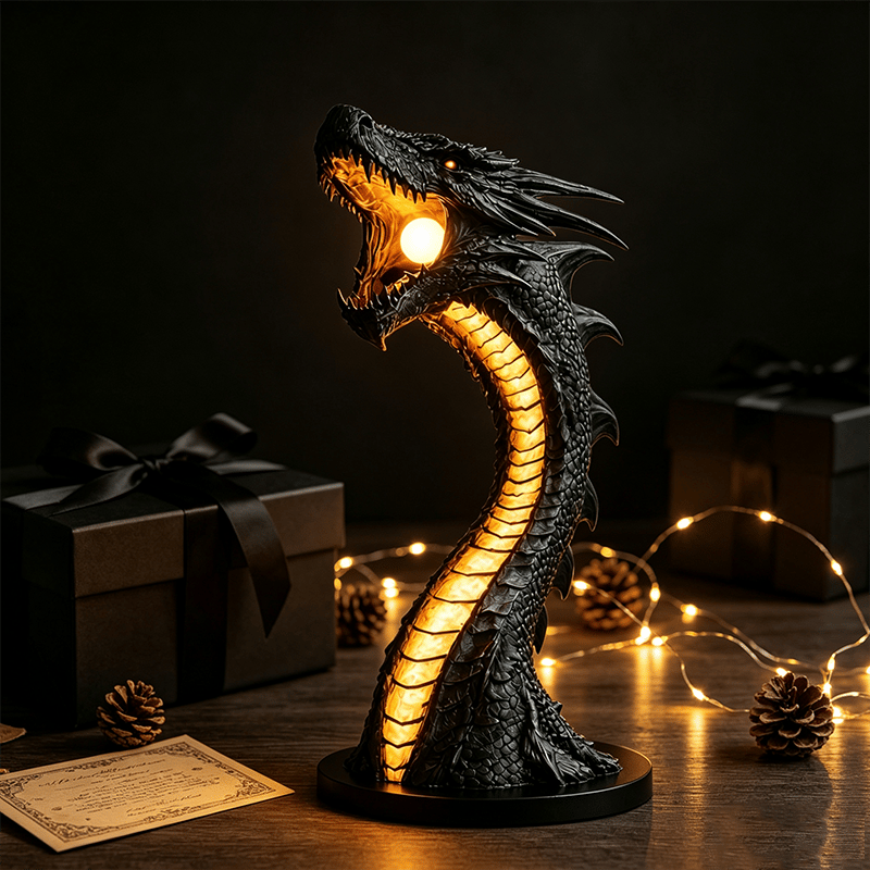 Gothic Fire-Breathing Dragon Table Lamp