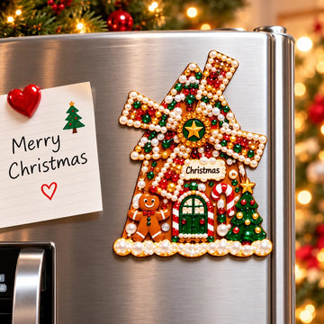 DIY Pearl Art - Christmas Windmill Refrigerator Magnet