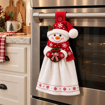 Christmas Hanging Hand Towel | Button-On Loop Keeps It Within Reach