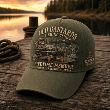 Unisex Funny Old Bastards Fishing Club Lifetime Member Print Hat