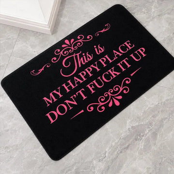 Happy Place Welcome Mat – Funny Home Entrance Rug