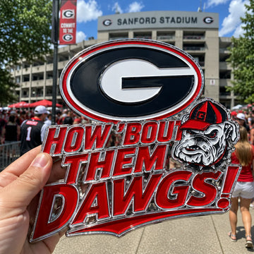 How ’Bout Them Dawgs Car Emblem Metal Badge