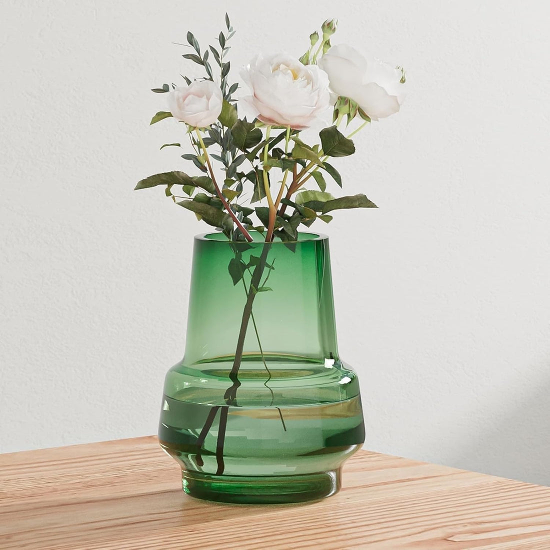 Hand-Blown Wide Mouth Glass Vase – 7.3" Modern Amber Decorative Vase