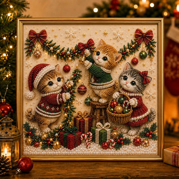 3D Pearl Christmas Kitty Art Kit