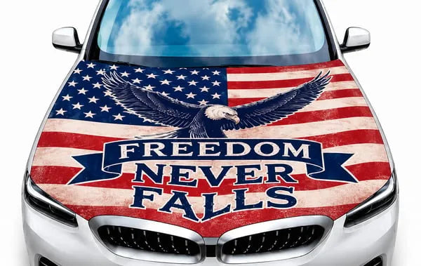 Paint‑Safe American Hood Flag Cover – Secure Buckle Design for Highway‑Stable Driving