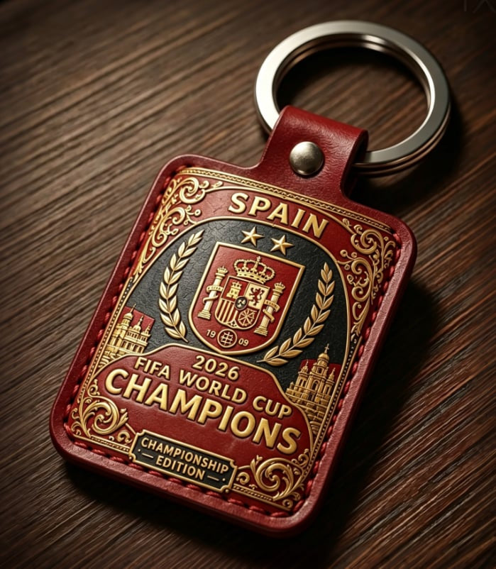 Spain Champions 2026 Leather Keychain