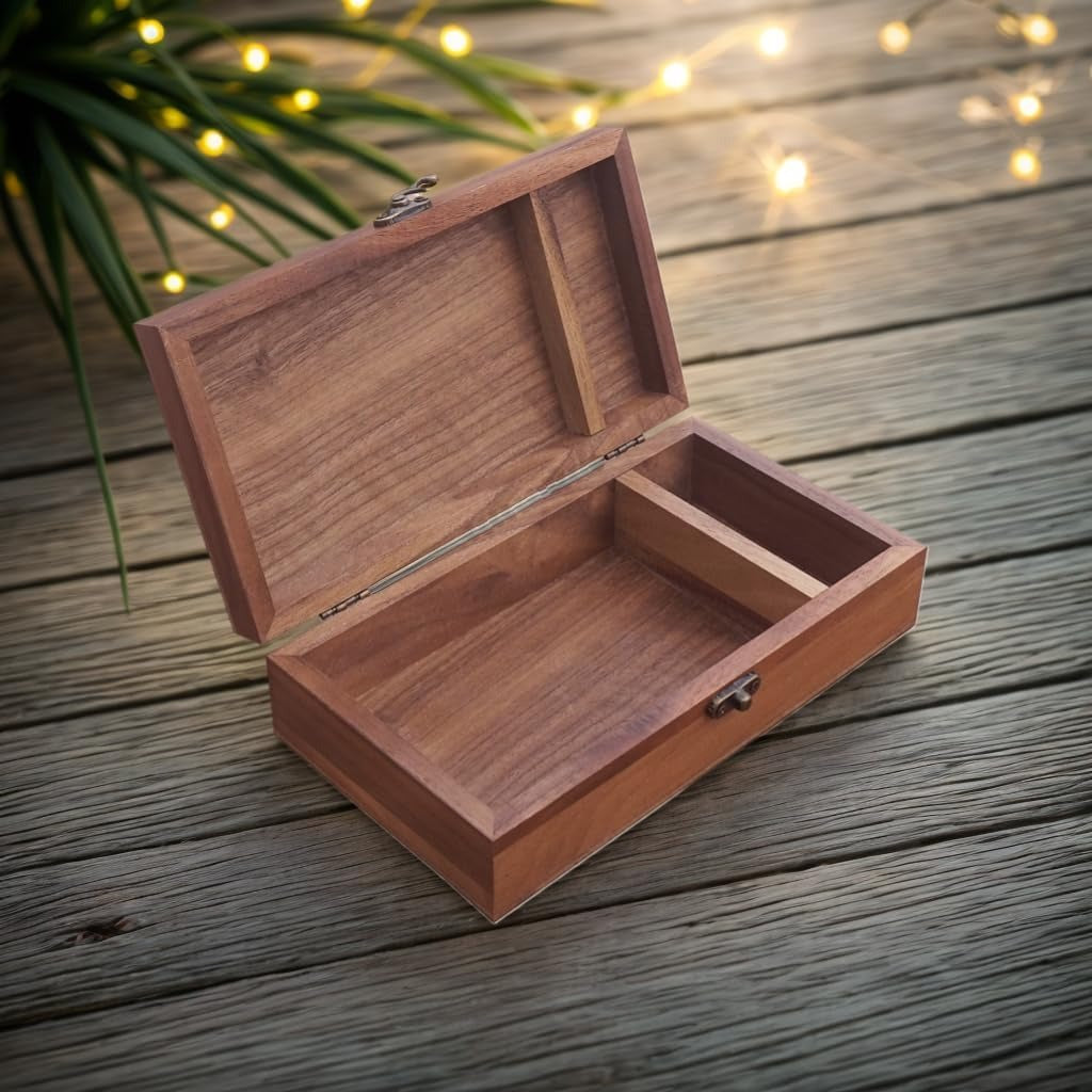 Walnut Handmade Wooden Box with Partition