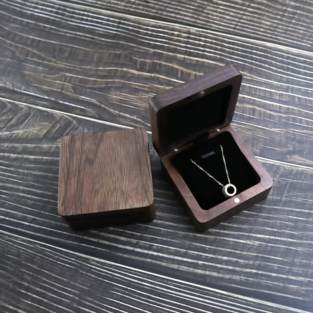 Natural Walnut Wooden Necklace Gift Box – Pendant Storage Case & Jewelry Display Box