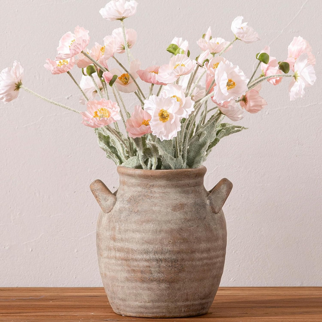 Vintage Farmhouse Ceramic Vase with Handle