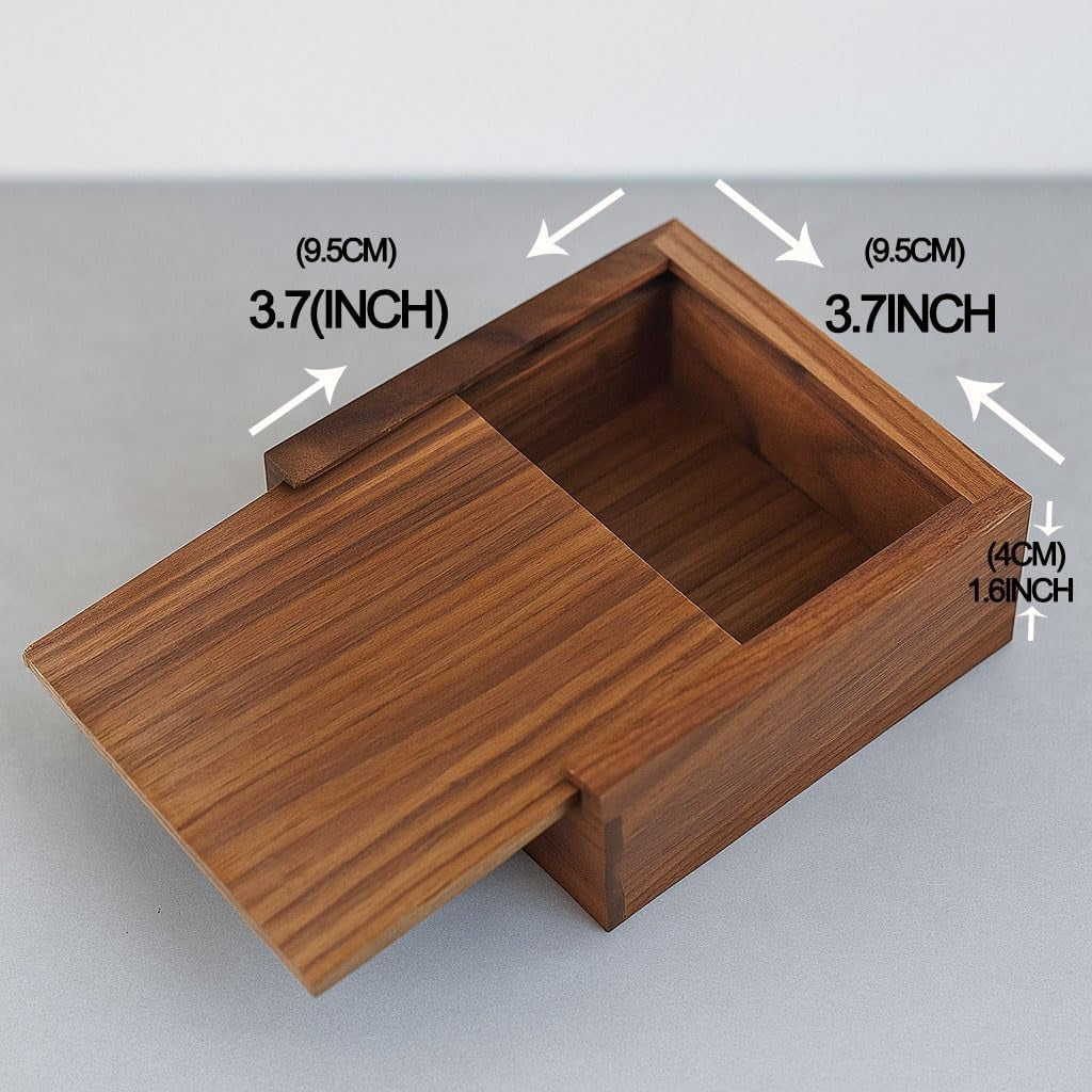 Walnut Jewelry Box – Handcrafted Wood Ring & Earring Keepsake Box