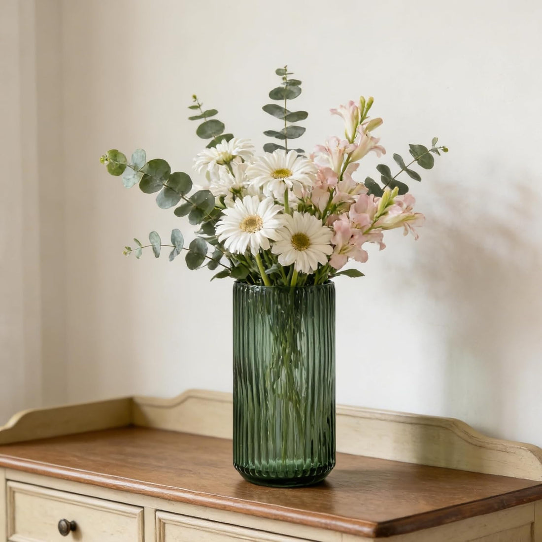 7.5 Inch Green Thickened Glass Flower Vase