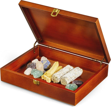 Wood Decorative Box with Hinged Lid and Metal Lock