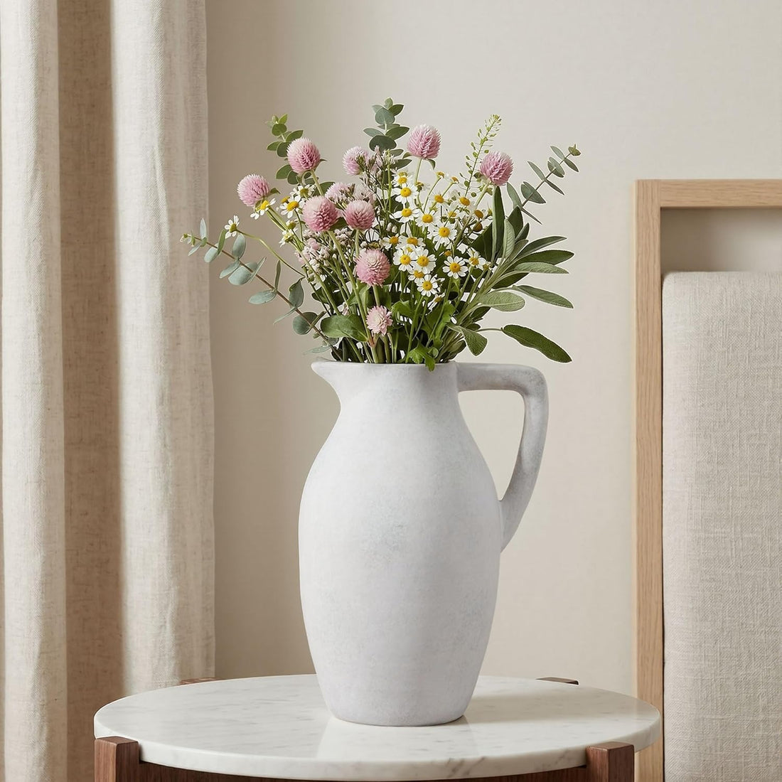 Farmhouse Ceramic Vase with Handle