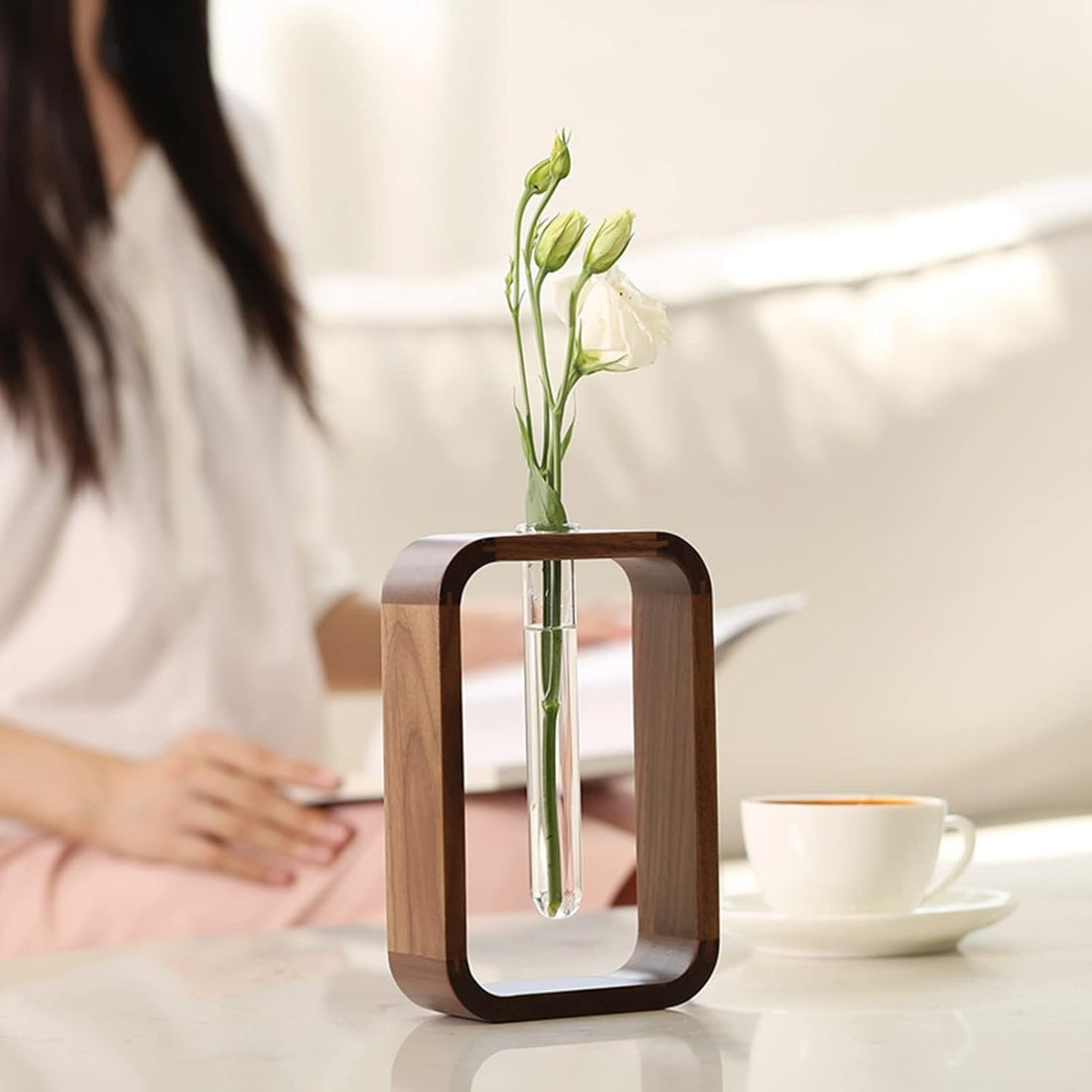 Test Tube Glass Vase with Wood Frame – Hydrophilic Plants Vase