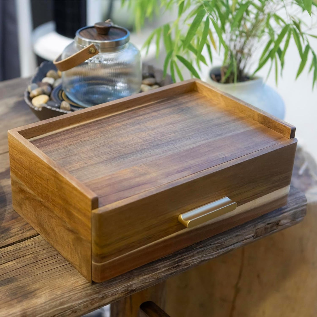 Wood Tea Bag Organizer – 8-Compartment Tea Storage Box
