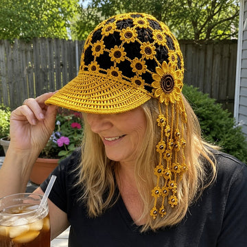 Handmade Sunflower Crochet Hat