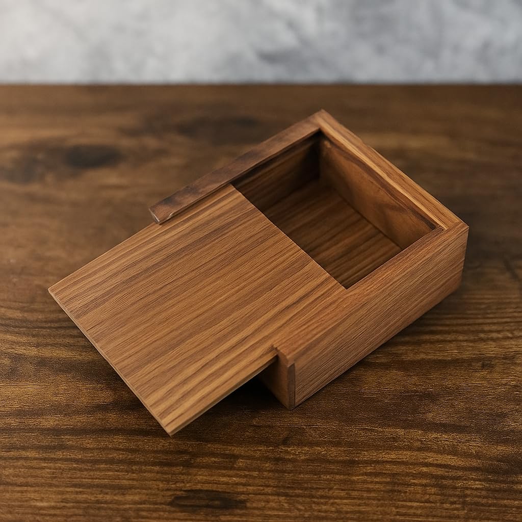 Walnut Jewelry Box – 3.7" x 3.7" x 1.6" Handcrafted Wood Ring & Earring Keepsake Box