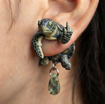 Funny Sea Turtle Finger Earrings