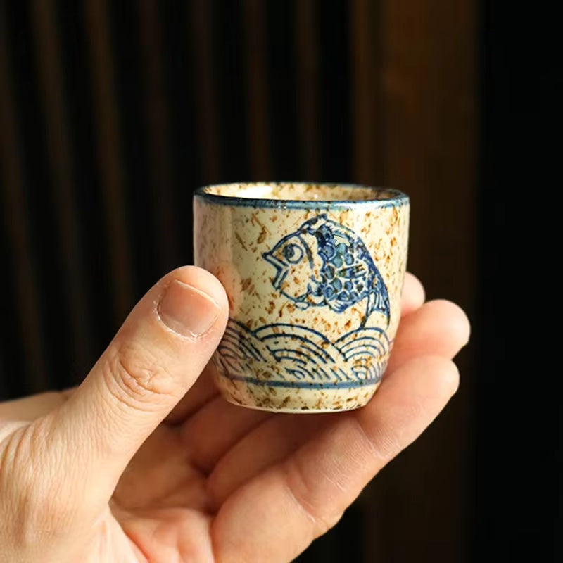 Antique White Ceramic Edo-Style Sake Set