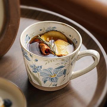 Vintage Hand-Painted Ceramic Floral Coffee Mug