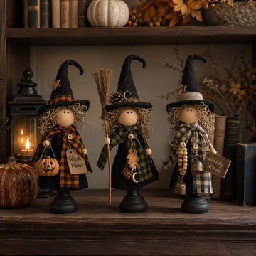 Rustic Halloween Witch Figurines