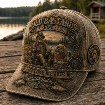 Funny Old Bastards Fishing Club Lifetime Member Retro Hat