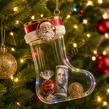 Fillable Christmas Cash Gift Holder Stocking Ornament