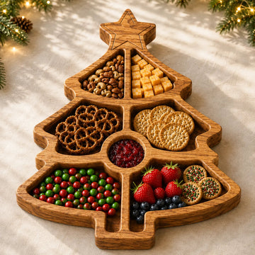 Handcrafted Wooden Christmas Divided Serving Tray