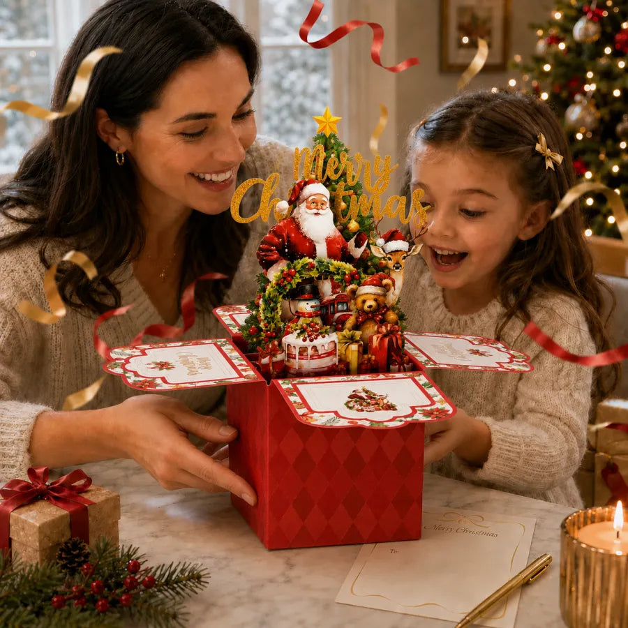 3D Christmas Surprise Pop-Up Gift Box Card