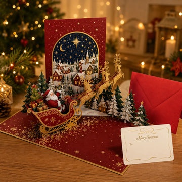 Magical 3D Santa Sleigh Christmas Pop-Up Card