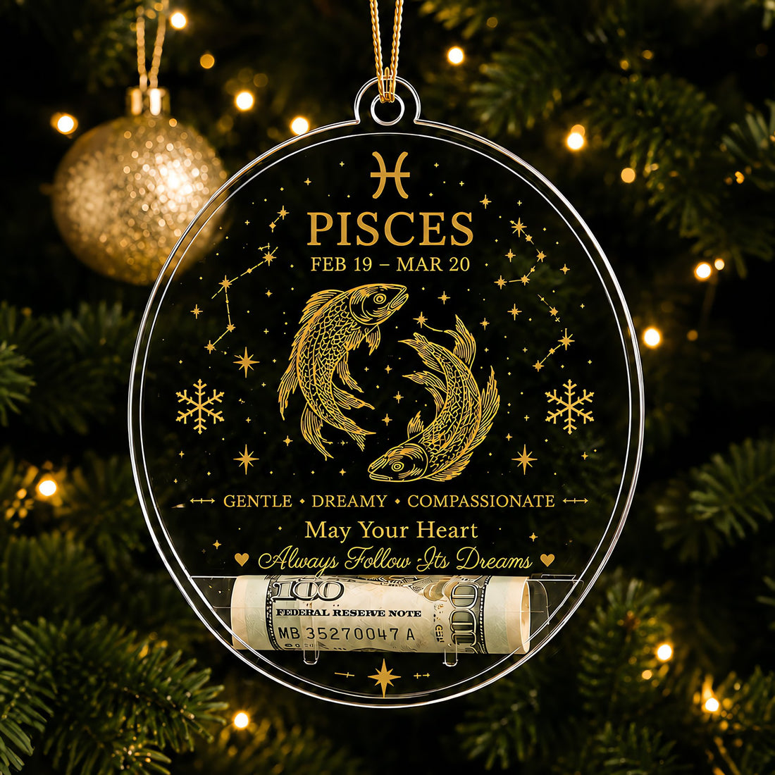 Zodiac Christmas Cash Ornament – 12 Astrology Signs Money Holder Keepsake Gift