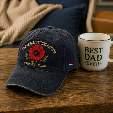 The Greatest Generation 1945 Memorial Poppy Cap