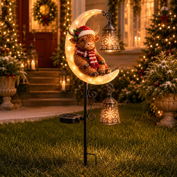 Highland Cow Moon Solar Garden Light