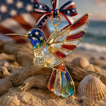 America 250th Anniversary Patriotic Stained Ornament