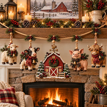 Christmas Farm Friends Hanging Mantel Garland