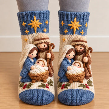 3D Nativity Christmas Socks