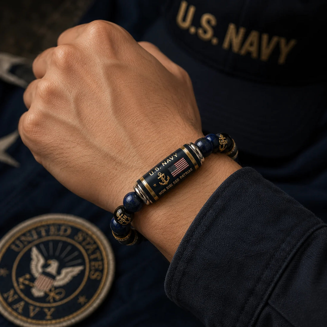 U.S. Navy Non Sibi Sed Patriae Tribute Beaded Bracelet