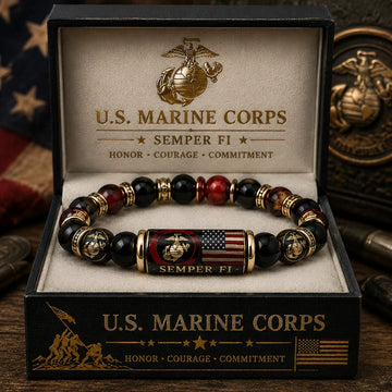 U.S. Marine Corps Semper Fi Tribute Beaded Bracelet