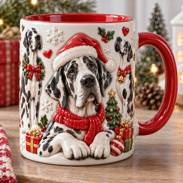 Great Dane Christmas 3D Effect Printed Accent Mug