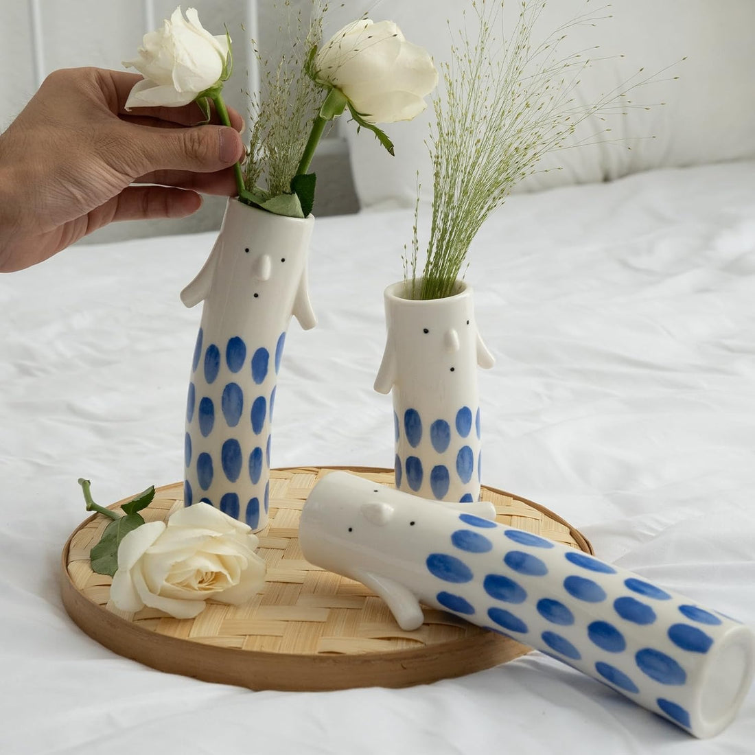 Cute Family Face Vases Set of 3 – Unique Ceramic Bud Vases