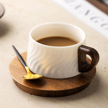 Tea Cup and Saucer Set – 6 oz Ceramic Espresso Coffee Cup